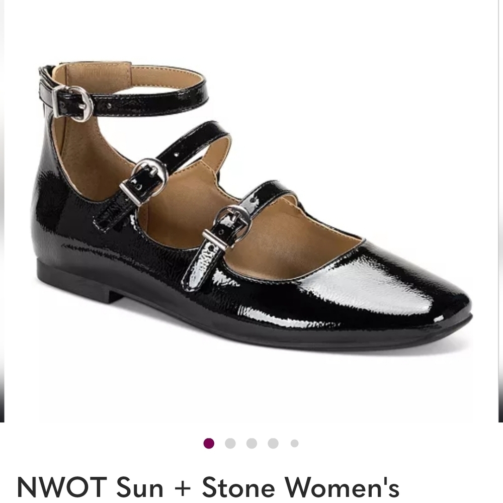 Sun + Stone Women's Black Patent Leather Mary Jane Shoes